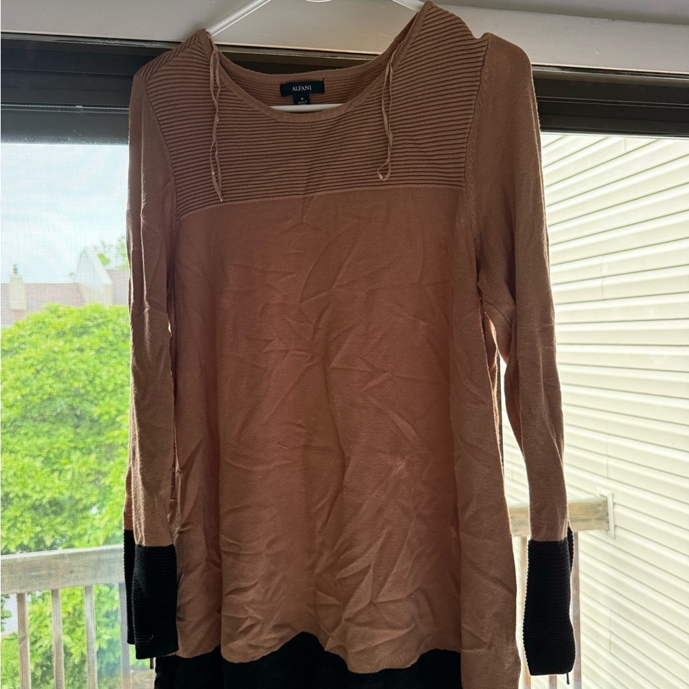 Alfani Brown Long Sleeve Relaxed Sweatshirt